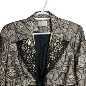 Vintage Lace Blazer Black Floral Paisley 90s Designer Old Money Feminine Evening